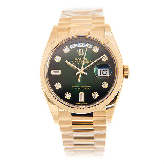 Rolex Day-Date 36 128238 Green dial with diamonds