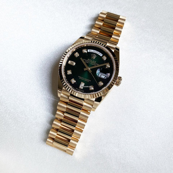Rolex Day-Date 36 128238 Green dial with diamonds